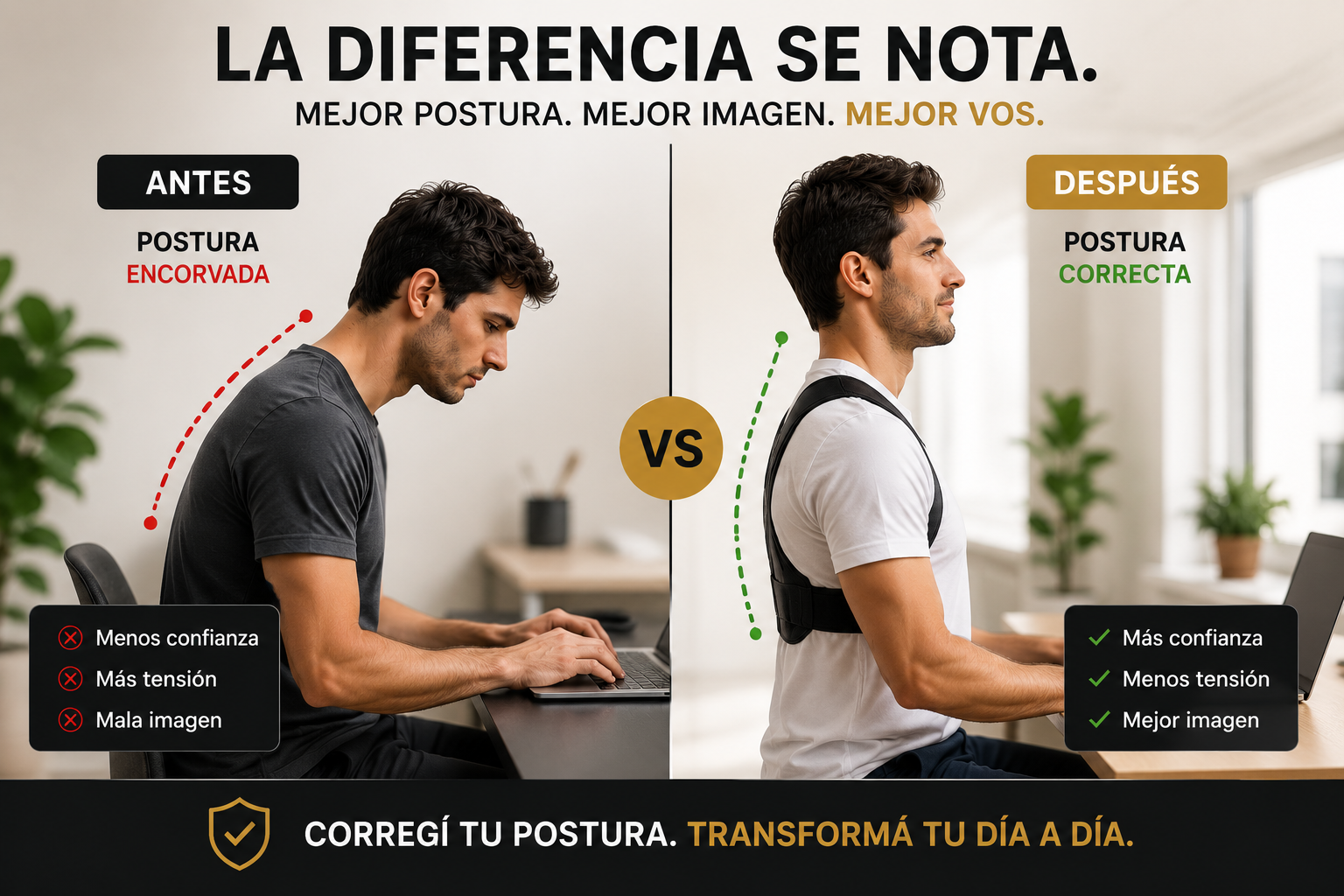 Antes y después postura